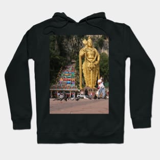 Lord Murugan statue and stairs to the Batu Caves temple Hoodie